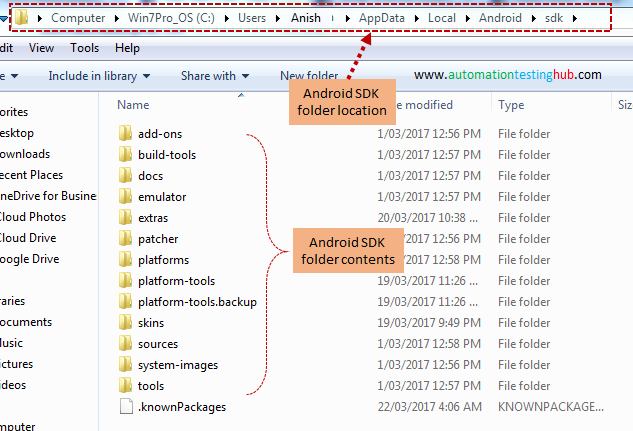 unable to find android sdk folder
