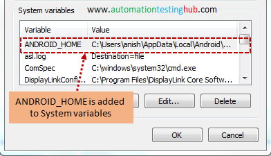 ANDROID_HOME added to System Variable