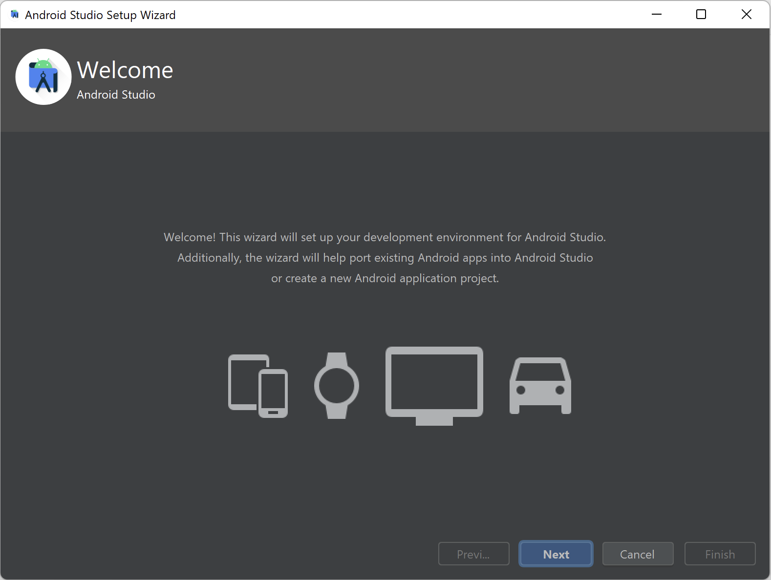 Welcome Screen - Android Studio