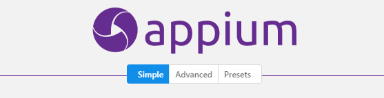 Appium Desktop Client - Simple Advanced and Presets tab
