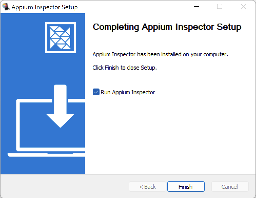 Appium Inspector - Installation completed