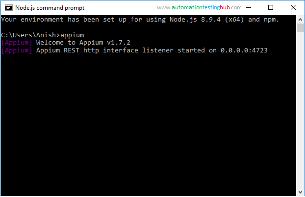 Appium server started - default address