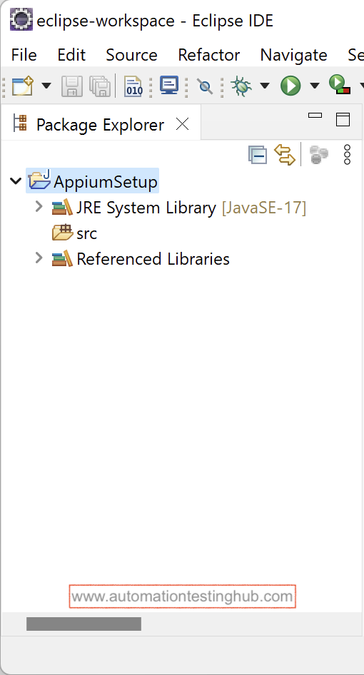 Appium Project - Package Explorer View