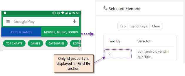 Find By section shows only id property