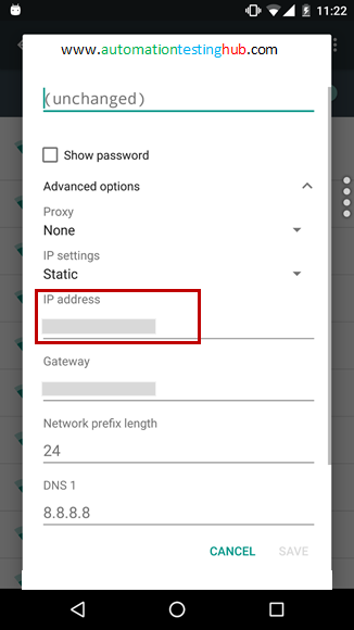 Appium tests over WiFi - IP address of mobile device