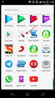 settings icon on home or menu screen 
