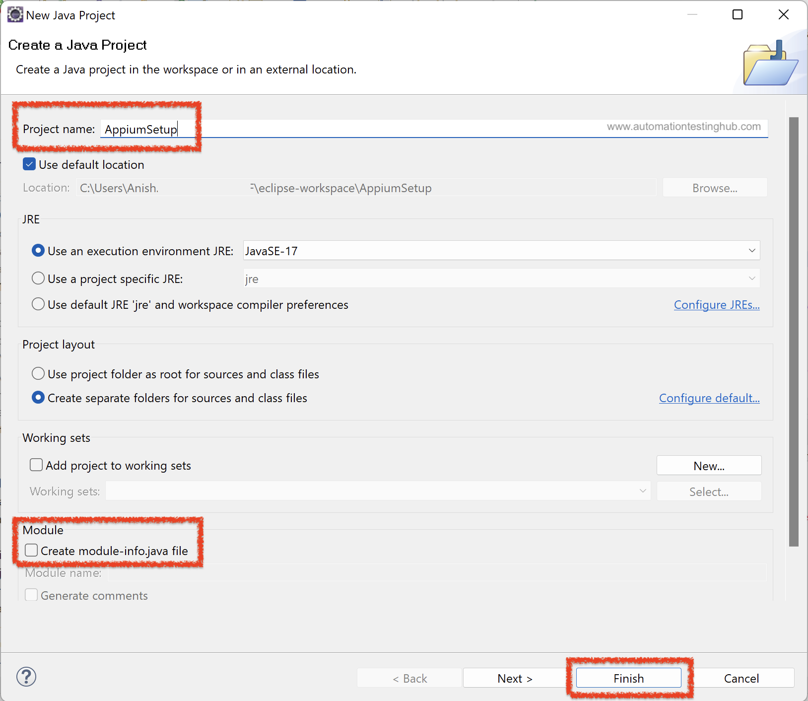 Create new Project in Eclipse for Appium