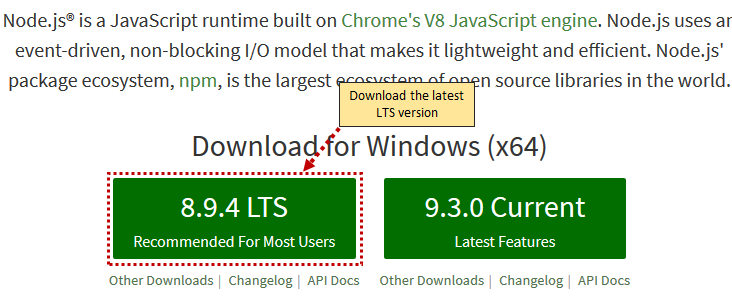 Node JS LTS download link