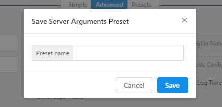 Preset name Popup Window