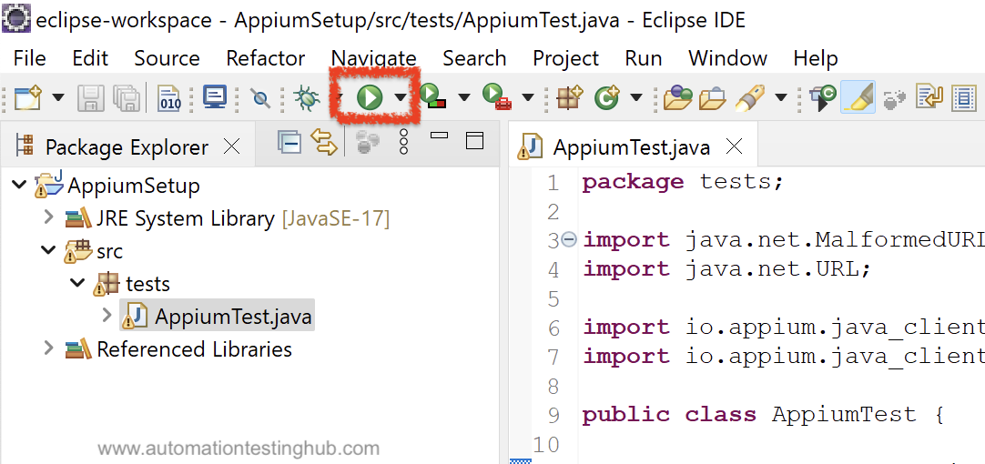 Run first Appium test script