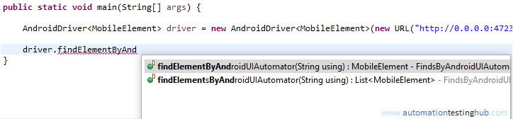 Android Driver used for AndroidUiAutomator method