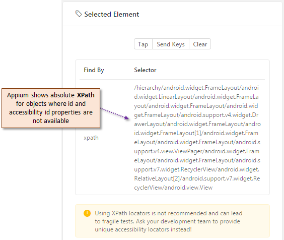 Xpath property displayed by Appium Desktop Inspector