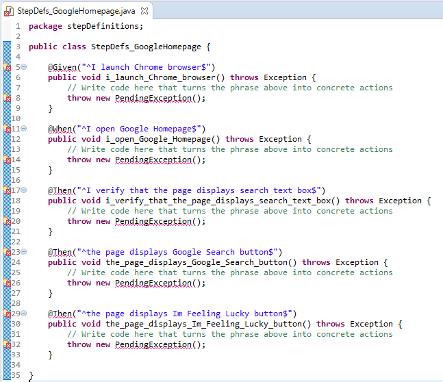 Add step def methods from console