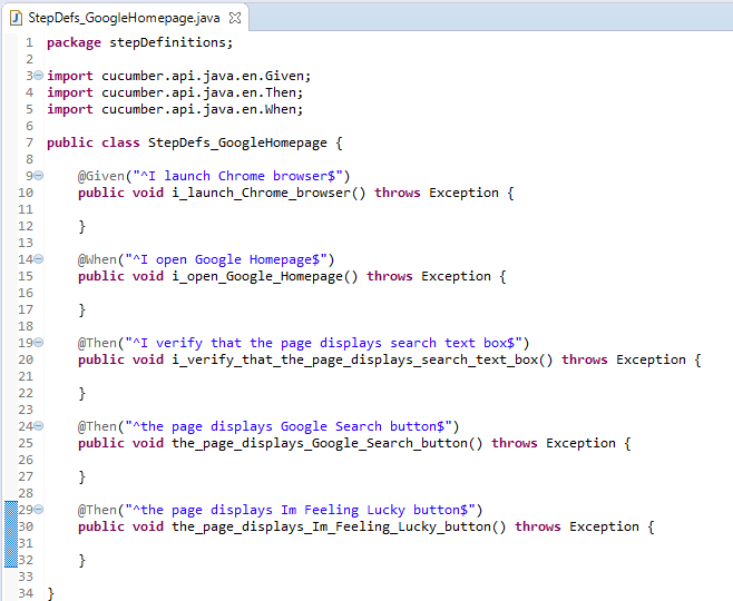 Import statements and resolve all errors from the step defs class