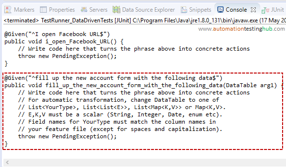 Cucumber data table step definition method with header