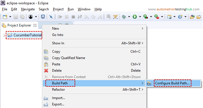 Cucumber eclipse project - configure build path