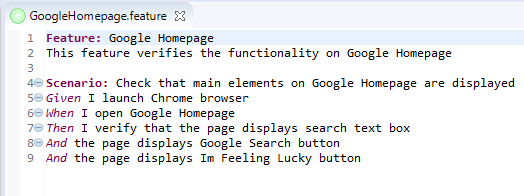 Cucumber feature file in eclipse project