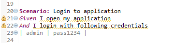 Cucumber data table example without header