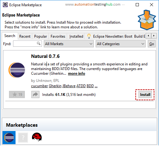 Eclipse Marketplace - Natural plugin