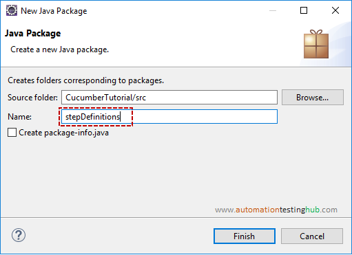 Provide package name for step definition class