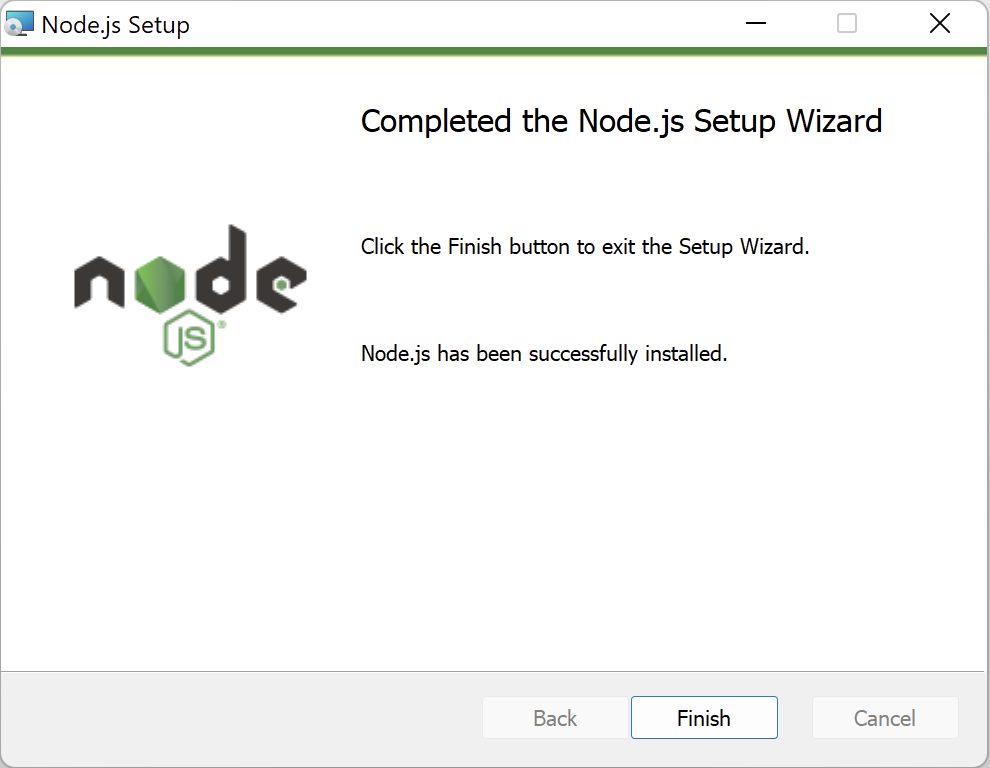 Download and Install Node.js - Installation Complete
