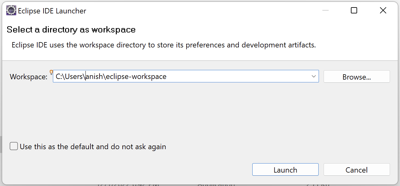 Select Eclipse Workspace