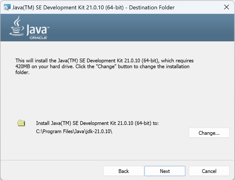 Set JRE Destination Folder