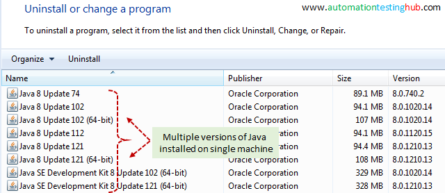 Multiple Java versions installed