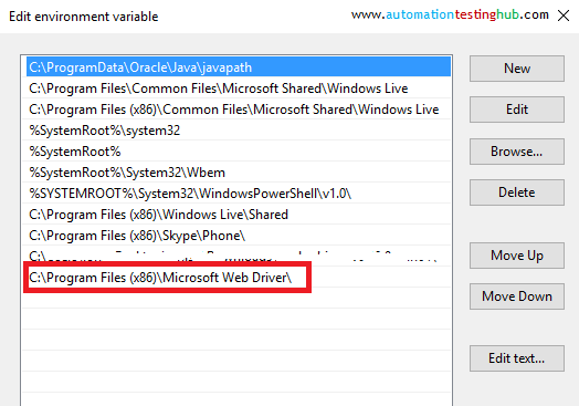 MicrosoftWebDriver in System Path