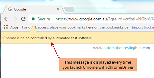 Chrome is being controlled by automated test software
