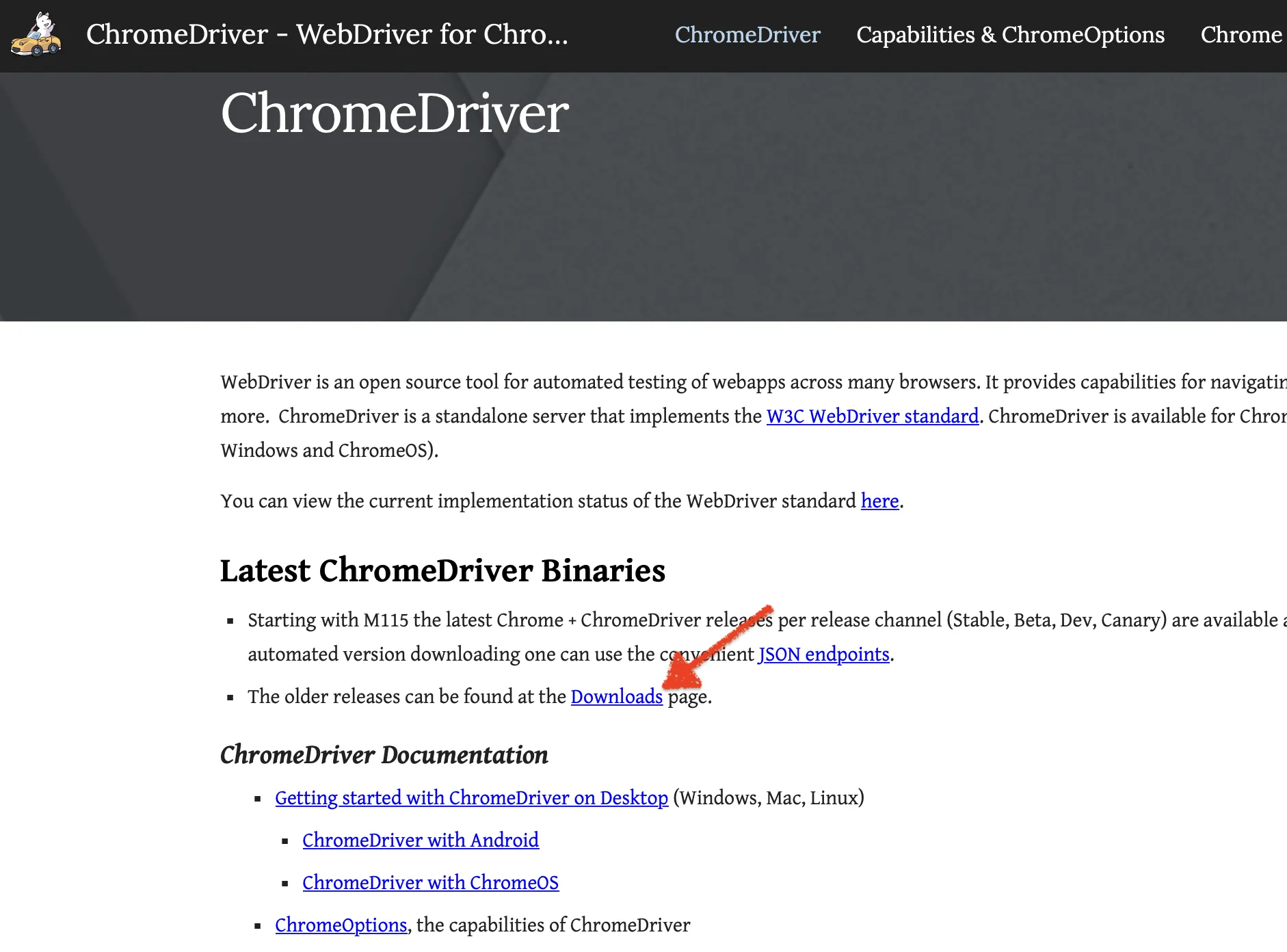 ChromeDriver latest beta and stable release