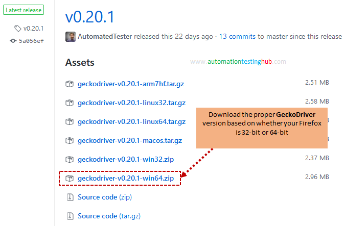 Download latest version of GeckoDriver