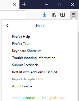 Help Menu - Firefox