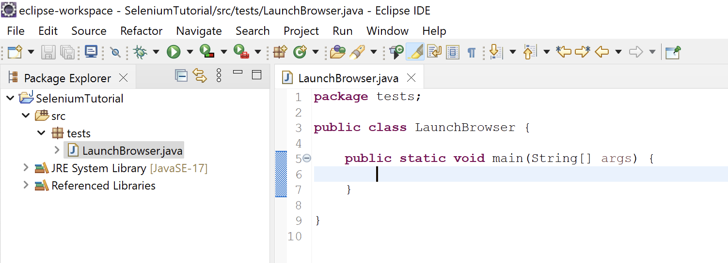 Basic Structure of First Selenium Test Script