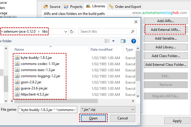 Add Selenium JARs from lib folder to Cucumber project