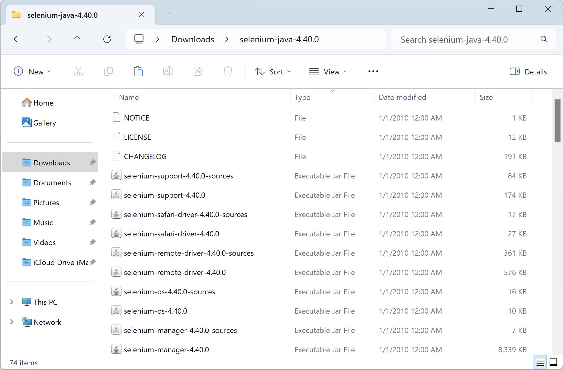 Selenium WebDriver Latest Version - Contents after Unzip