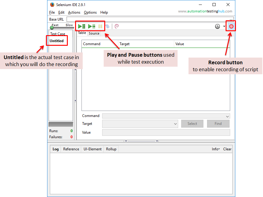 Selenium IDE - Important Controls