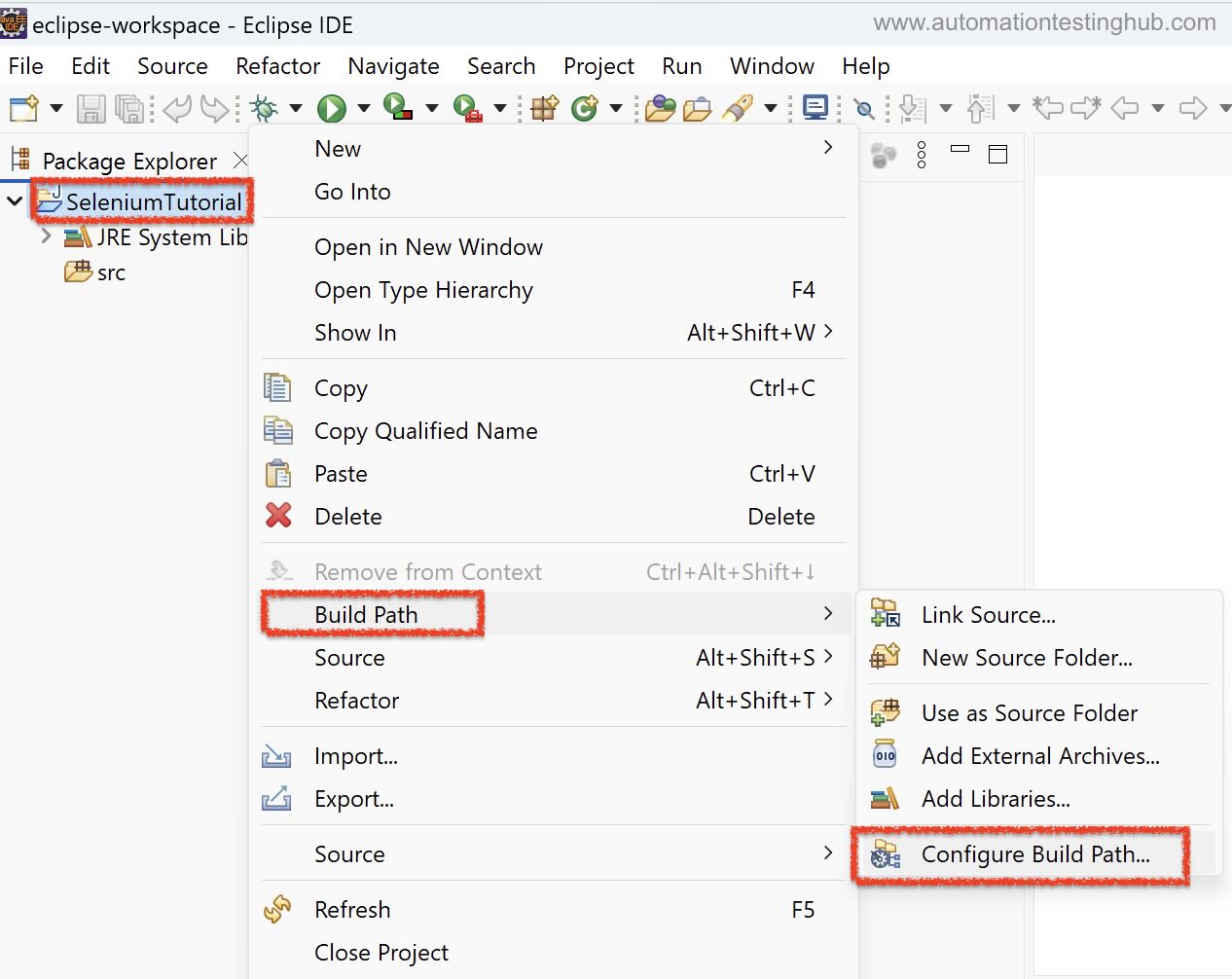 Selenium Tutorial - Configure Build Path
