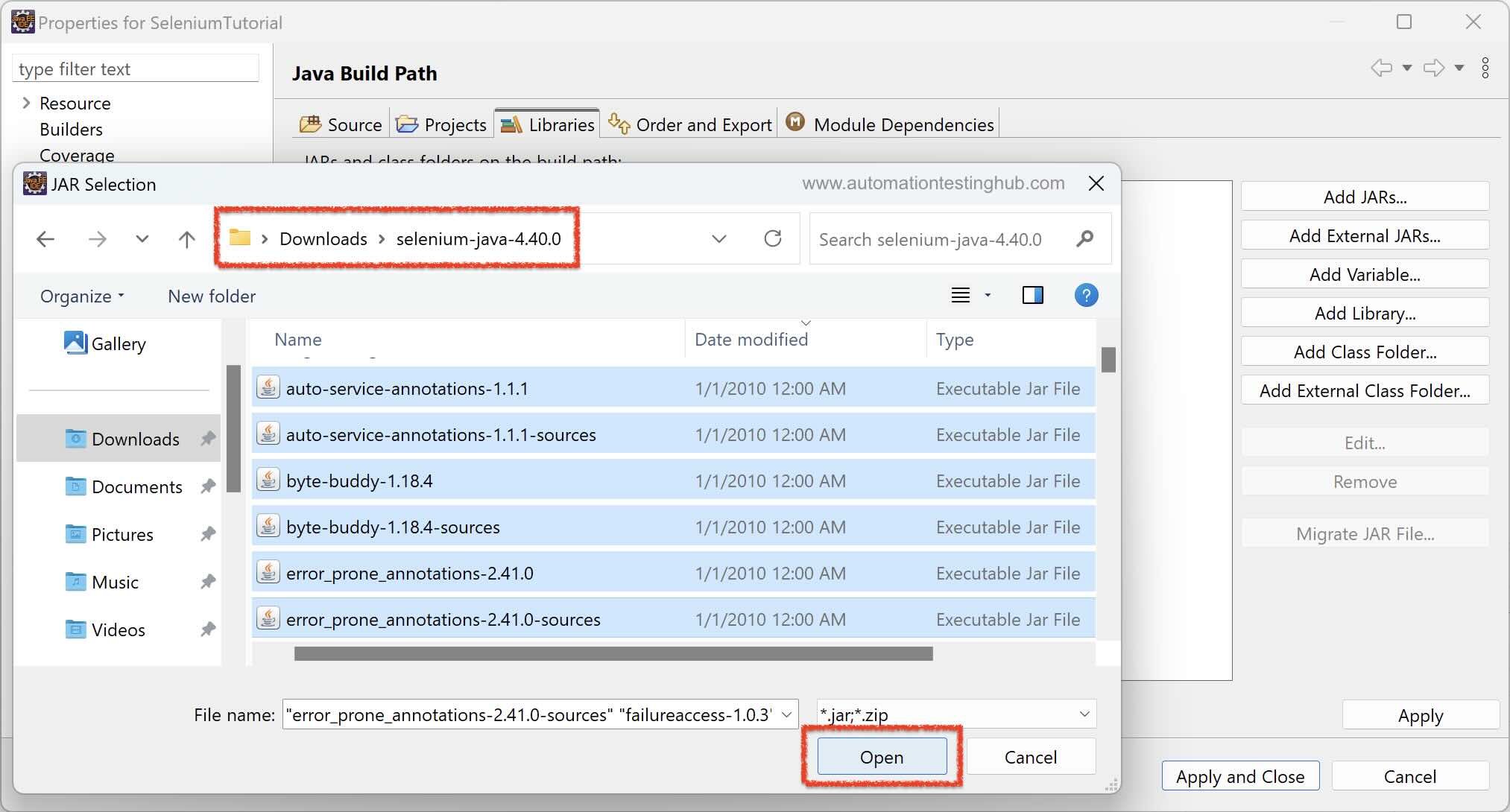 Add Selenium JARs to Appium Project
