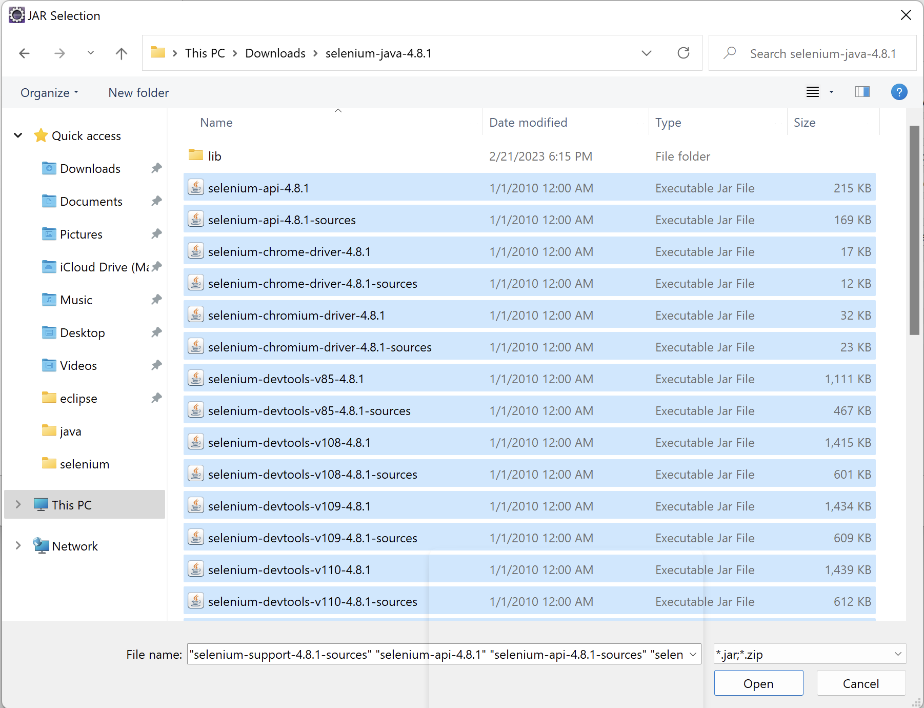 Add Selenium JARs to Appium Project