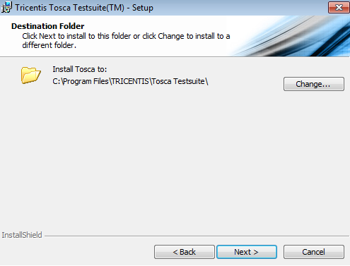 Tosca Installation - Destination folder