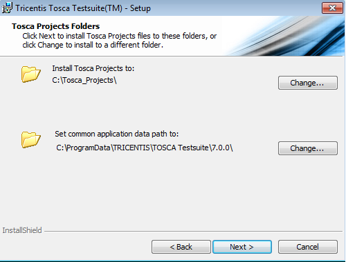 Tosca Installation - Tosca Projects folder