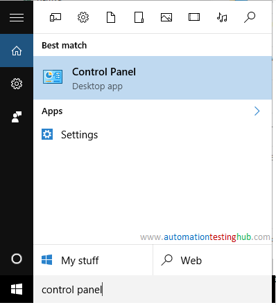 Windows 10 - Control Panel Search